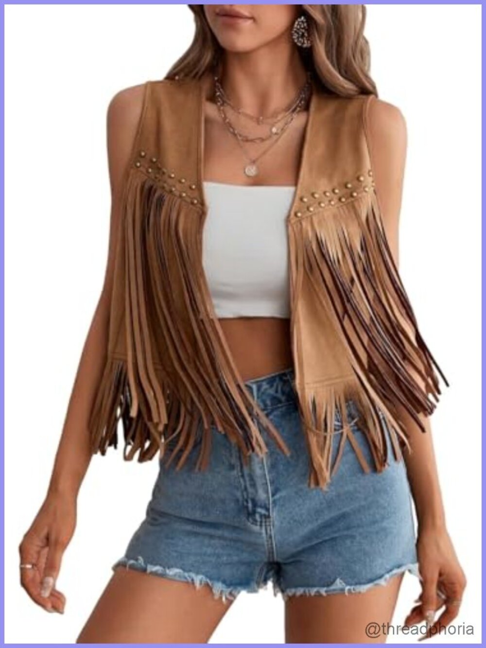 Women's Fringe Vest Sleeveless Open Front Cowgirl Jacket Tassel Hippie Western